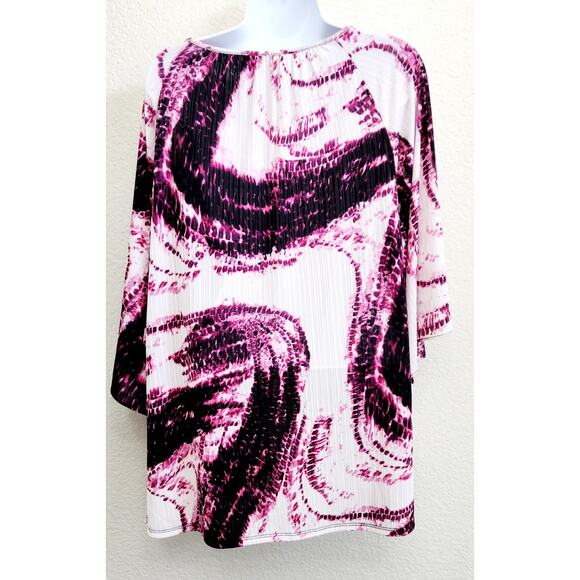 Dana Buchman Purple Pink White Tie Dye Top Large Lightweight Soft Flowy Stretchy - Picture 4 of 6